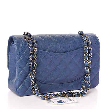 Chanel Iridescent Caviar Quilted Medium Double Flap Dark Blue 3 of 11