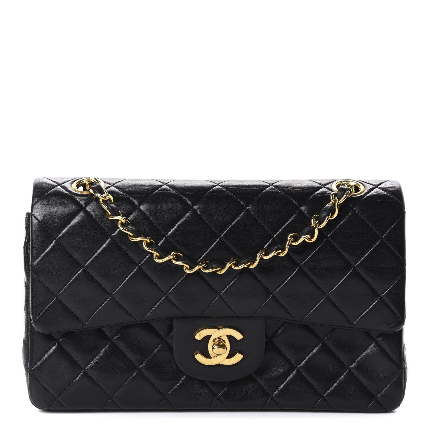 Lambskin Quilted Small Double Flap Black