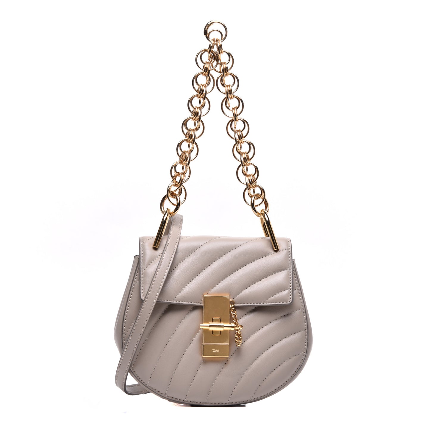 Calfskin Quilted Mini Drew Bijou Shoulder Bag Motty Grey