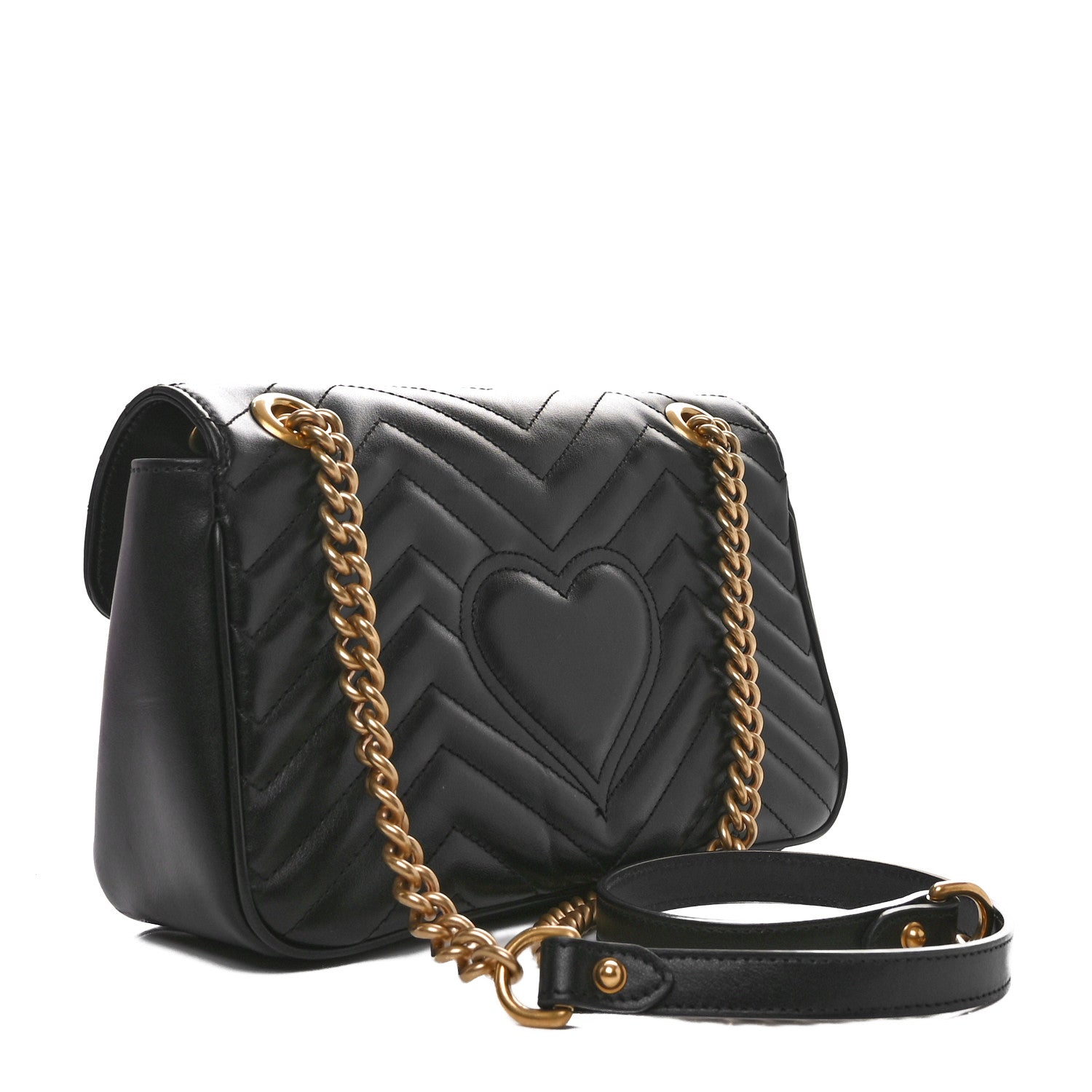 Gucci Calfskin Matelasse Small GG Marmont Shoulder Bag Black 3 of 10