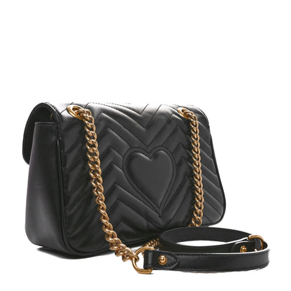 Gucci Calfskin Matelasse Small GG Marmont Shoulder Bag Black 3 of 10