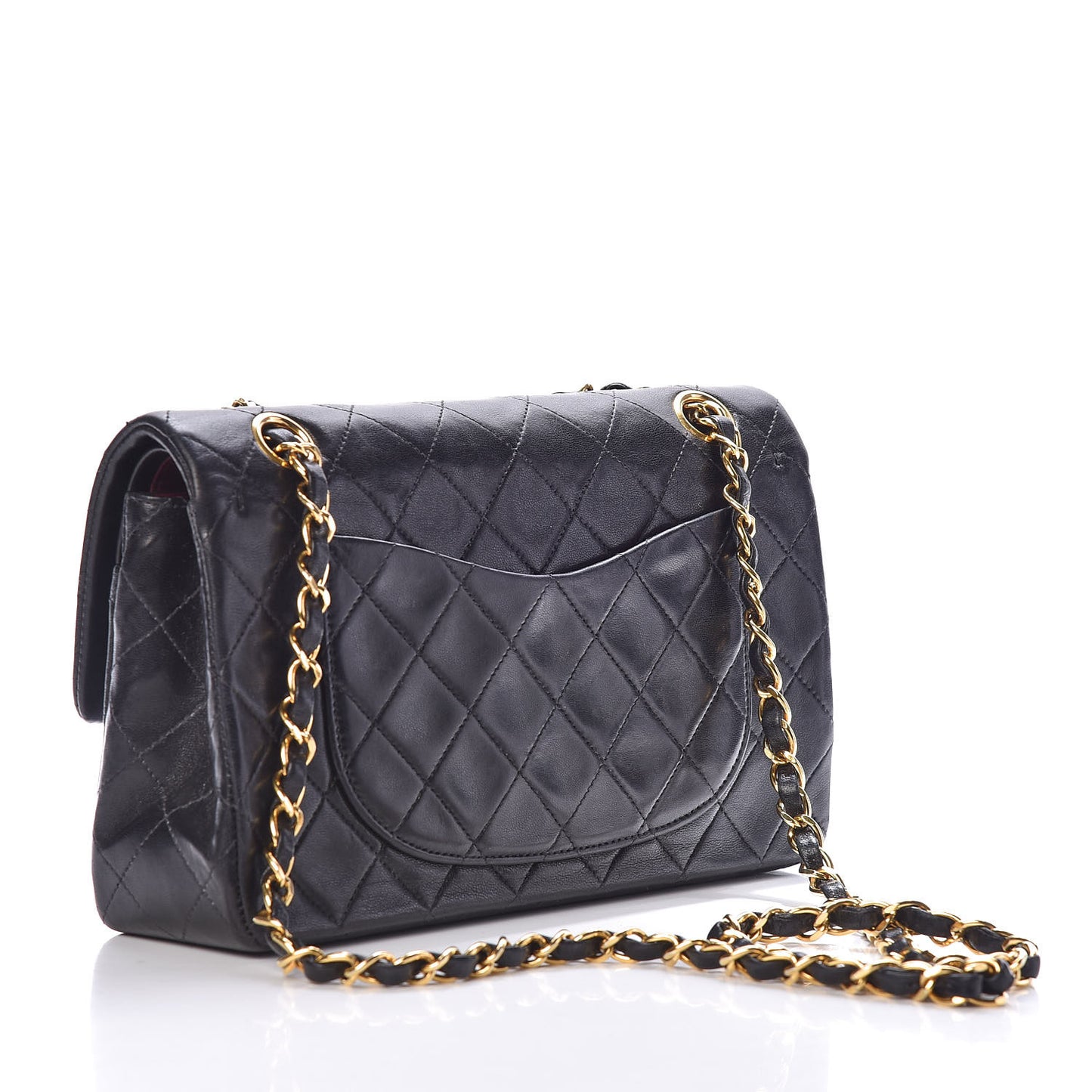 Lambskin Quilted Small Double Flap Black