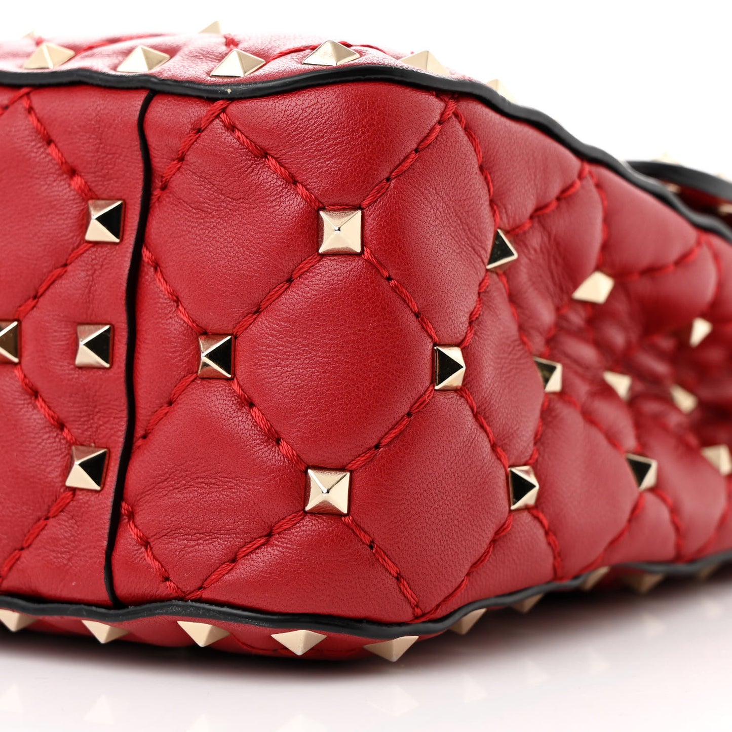 Lambskin Medium Rockstud Spike Shoulder Bag Red
