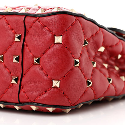 Valentino Garavani Lambskin Medium Rockstud Spike Shoulder Bag Red 9 of 10