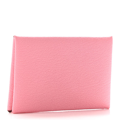 Hermes Chevre Verso Calvi Card Case Rose Confetti Brique 3 of 7