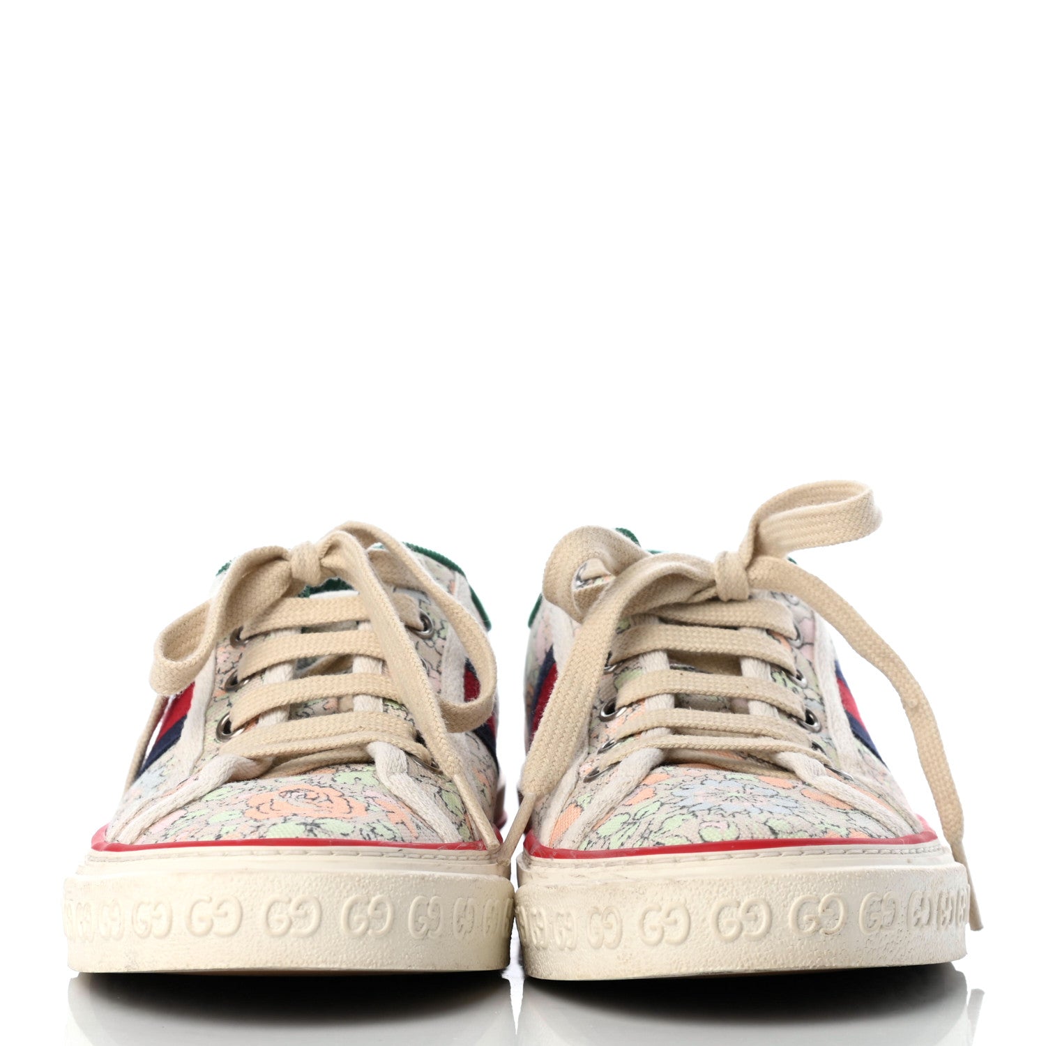 Gucci X LIBERTY OF LONDON Canvas Web Tracy Print Womens 1977 Tennis Sneakers 38.5 Mint Peach Mystic White 2 of 8