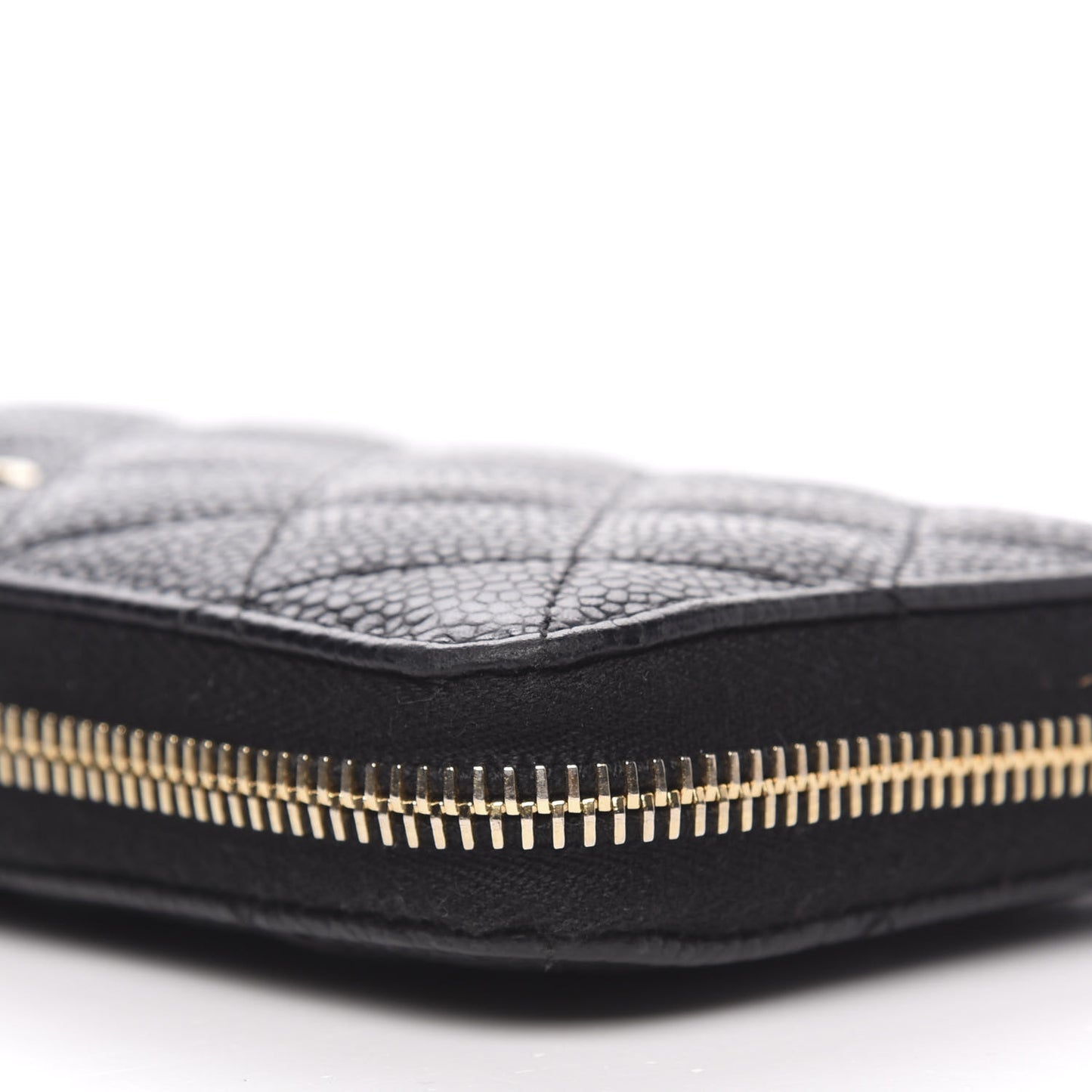 Caviar Quilted Large Gusset Zip Around Wallet Black