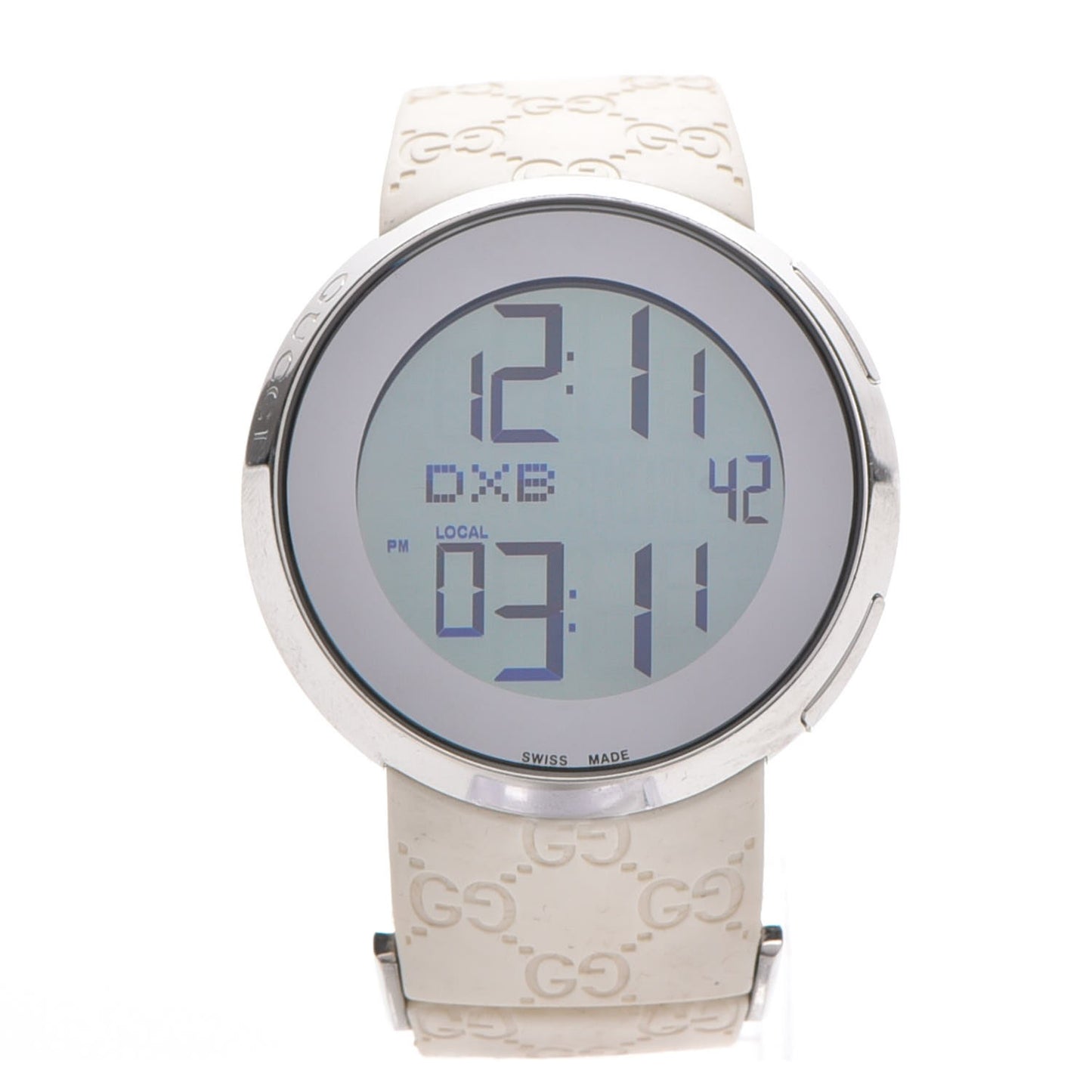 Stainless Steel Rubber 40mm Digital I-Gucci Watch