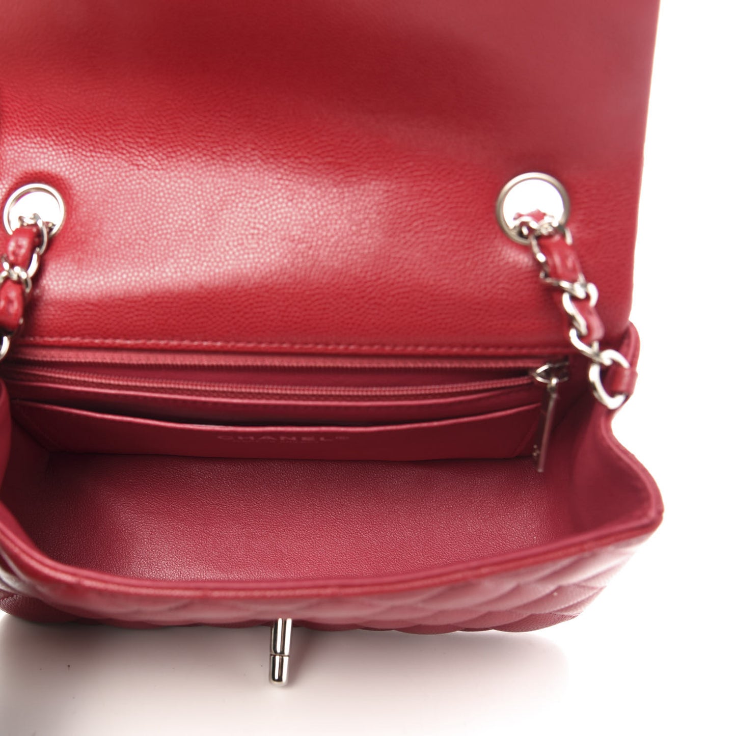 Caviar Quilted Mini Rectangular Flap Red