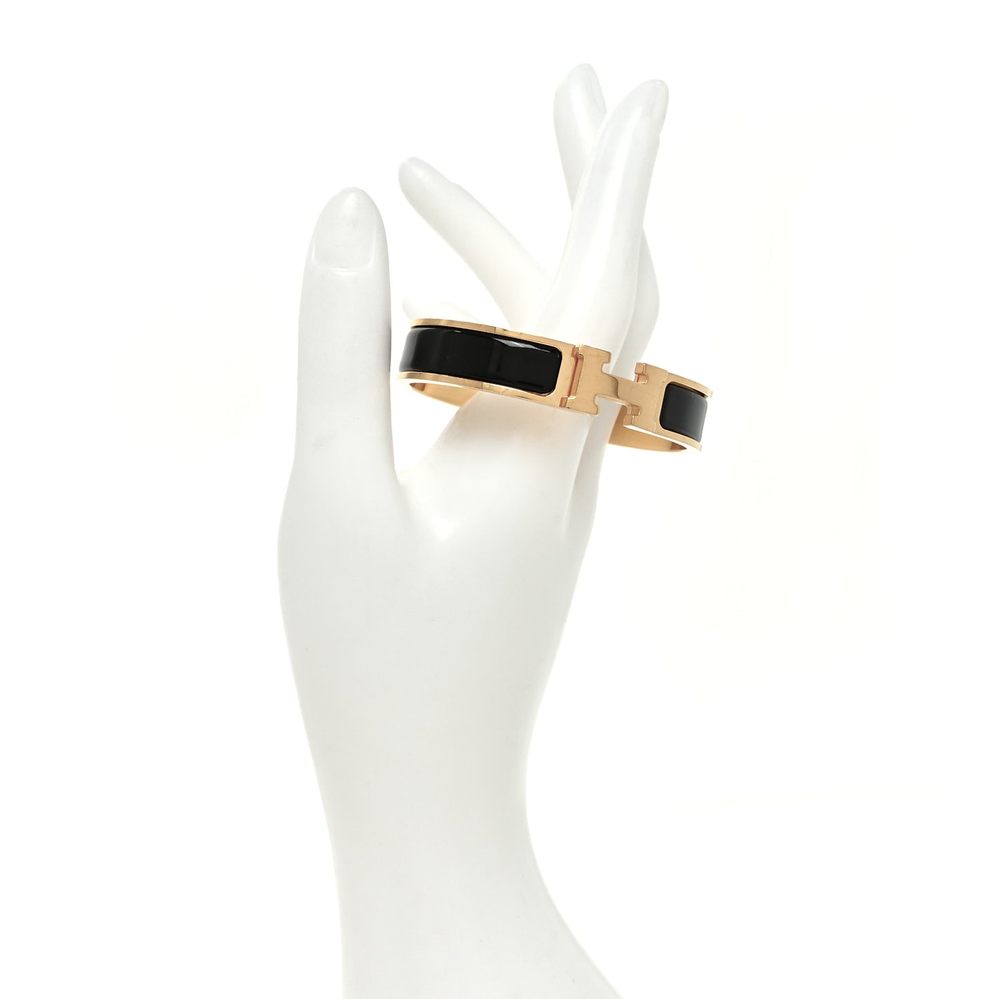 Enamel Narrow Clic Clac H Bracelet PM Black