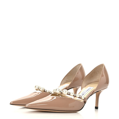 Jimmy Choo Patent Pearl Embellished Aurelie 65 Pumps 35 Ballet Pink 3 of 7