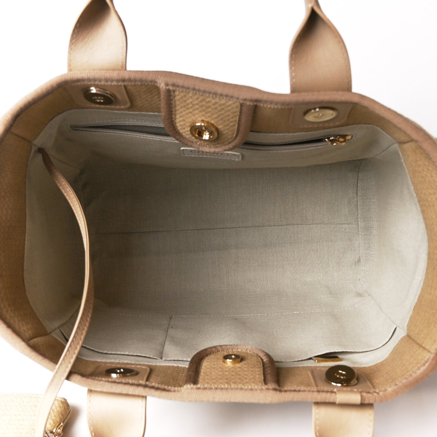Mixed Fibers Small Deauville Tote Beige