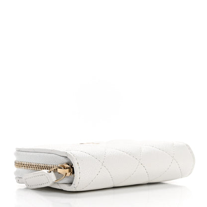 Chanel Caviar Quilted Zip Coin Purse White 4 of 11