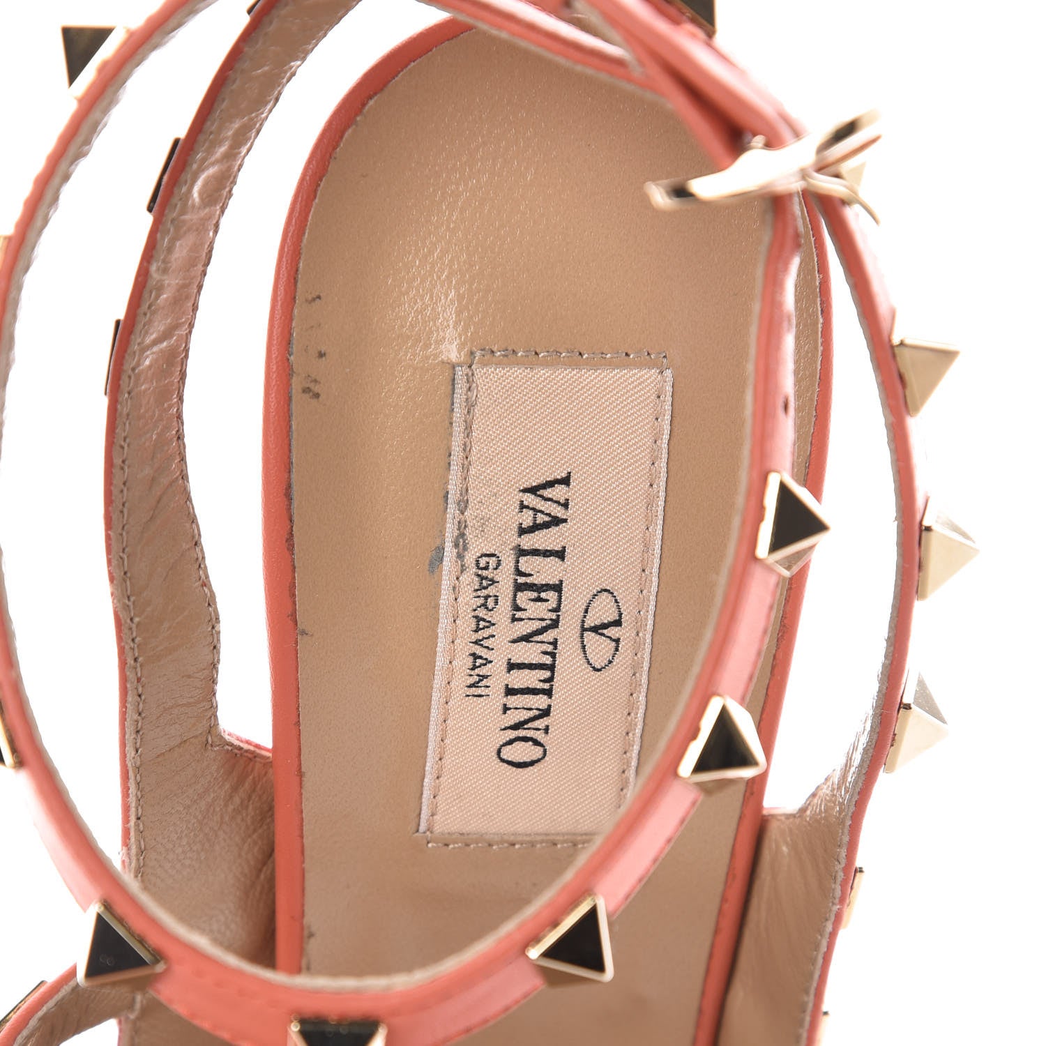 Valentino Garavani Nappa Rockstud Ankle Strap Pumps 39 Coral 7 of 10