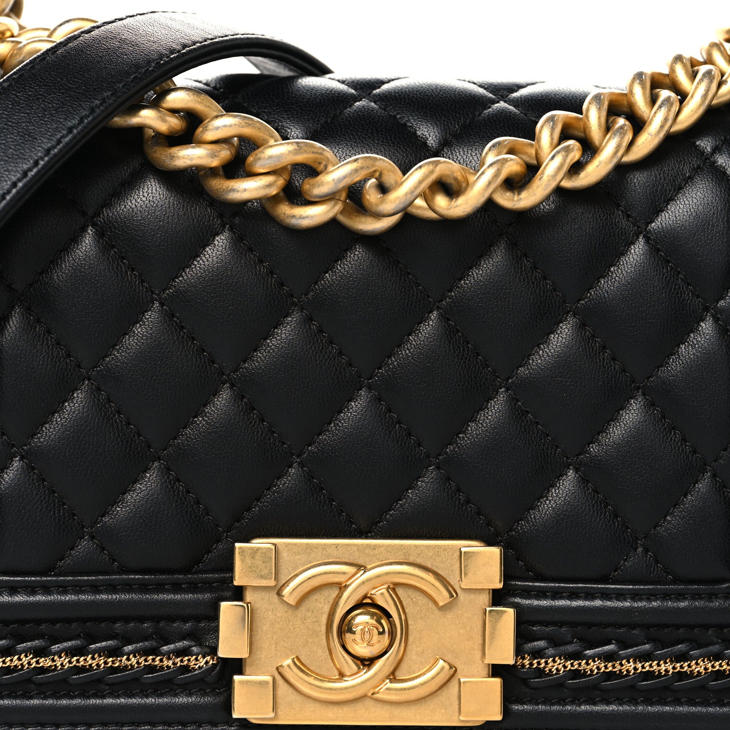 Chanel Lambskin Quilted Small Chain Detail Boy Flap Black 8 of 10