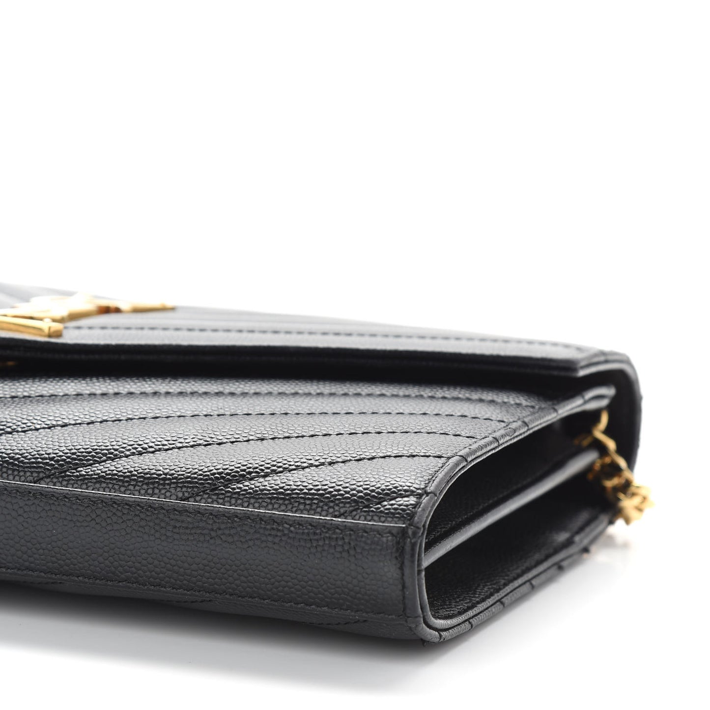 Grain De Poudre Matelasse Chevron Monogram Chain Wallet Black