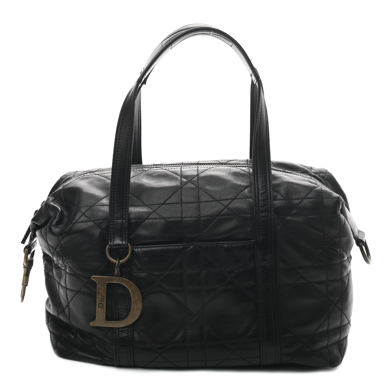 Christian Dior Lambskin Cannage Satchel Black 1 of 9
