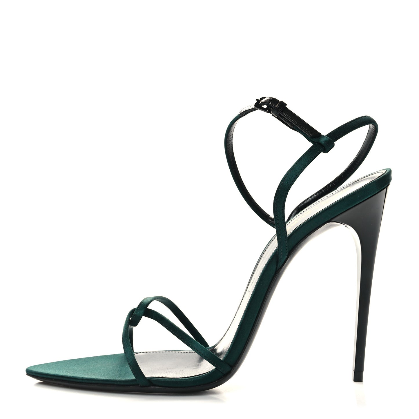 Crepe Satin Clara 110 Ankle Strap Sandals 39.5 Dorian Green