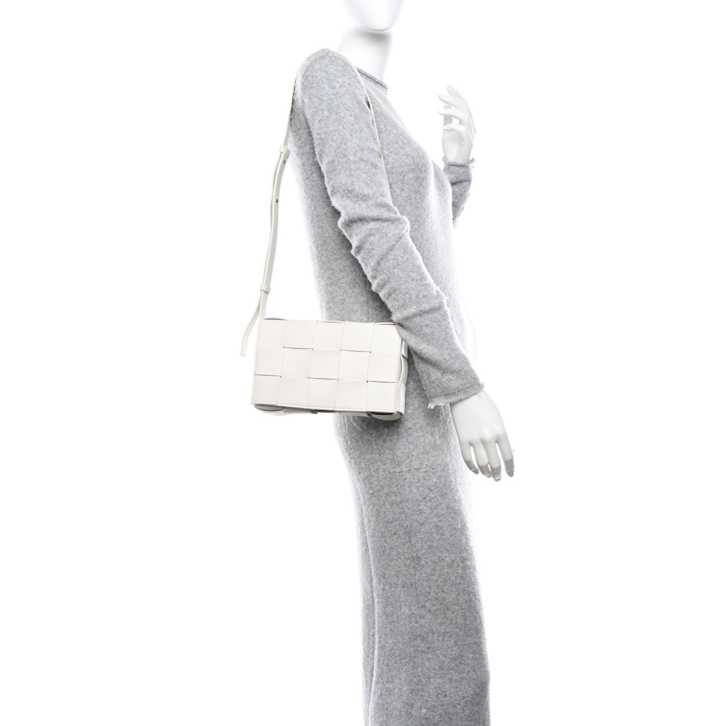 Lambskin Maxi Intrecciato Cassette Crossbody Bag White
