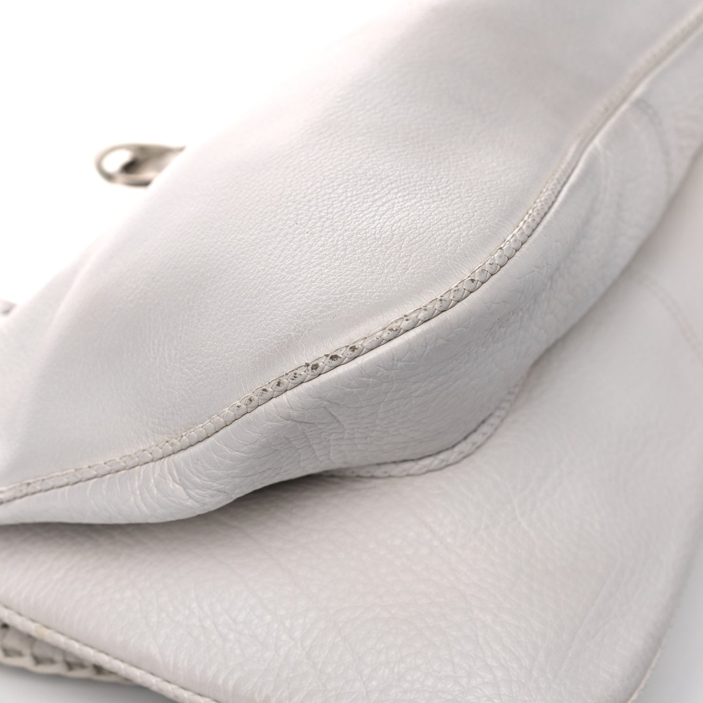 Calfskin Braided Gaucho Double Saddle Bag White