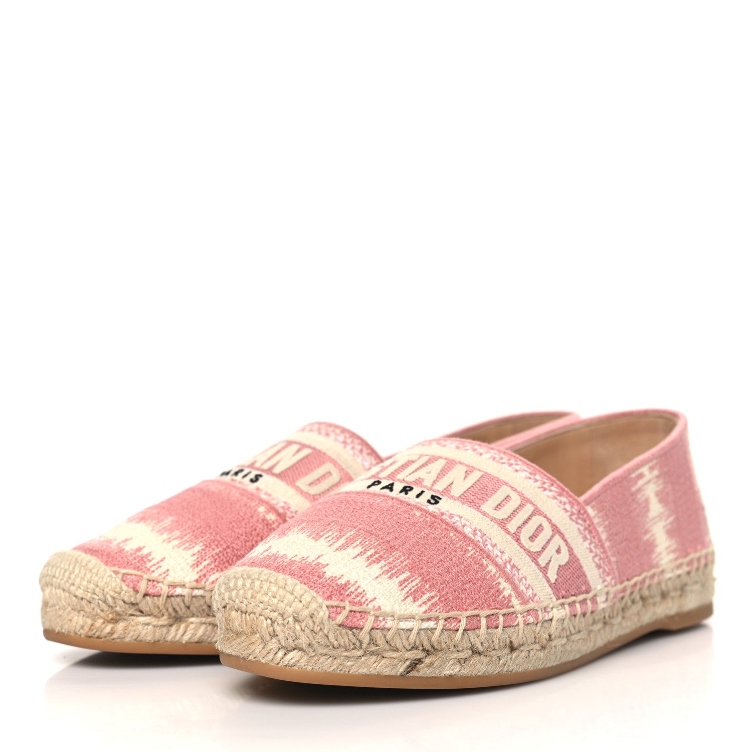 Christian Dior Cotton D-Stripes Embroidered Granville 15mm Espadrilles 35.5 Deep Nude 3 of 9