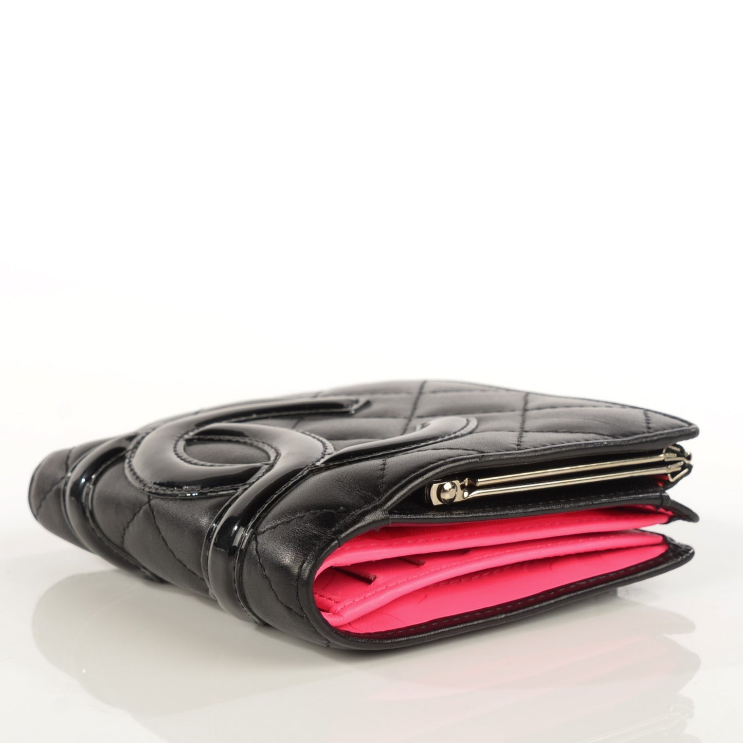 Calfskin Quilted Cambon Bi-Fold Wallet Black