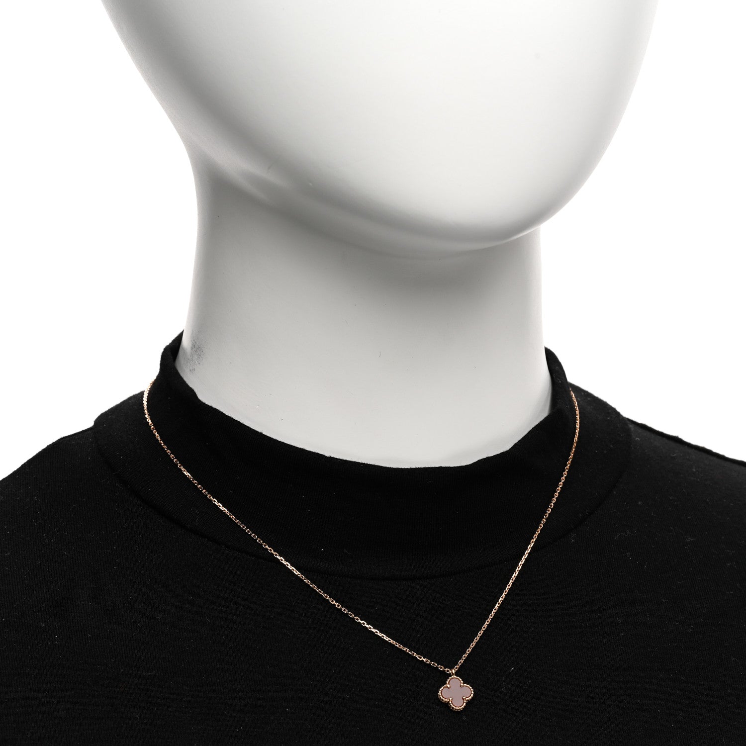 Van Cleef & Arpels 18K Rose Gold Carnelian Sweet Alhambra Pendant Necklace 2 of 6