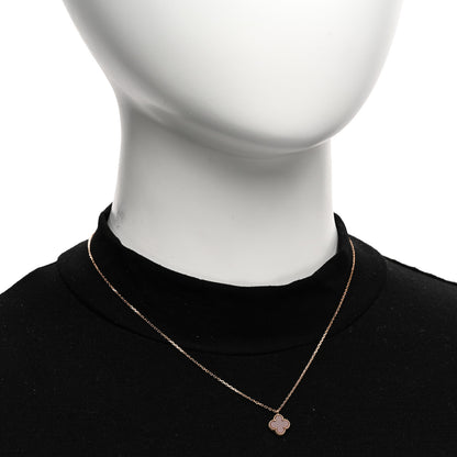 Van Cleef & Arpels 18K Rose Gold Carnelian Sweet Alhambra Pendant Necklace 2 of 6