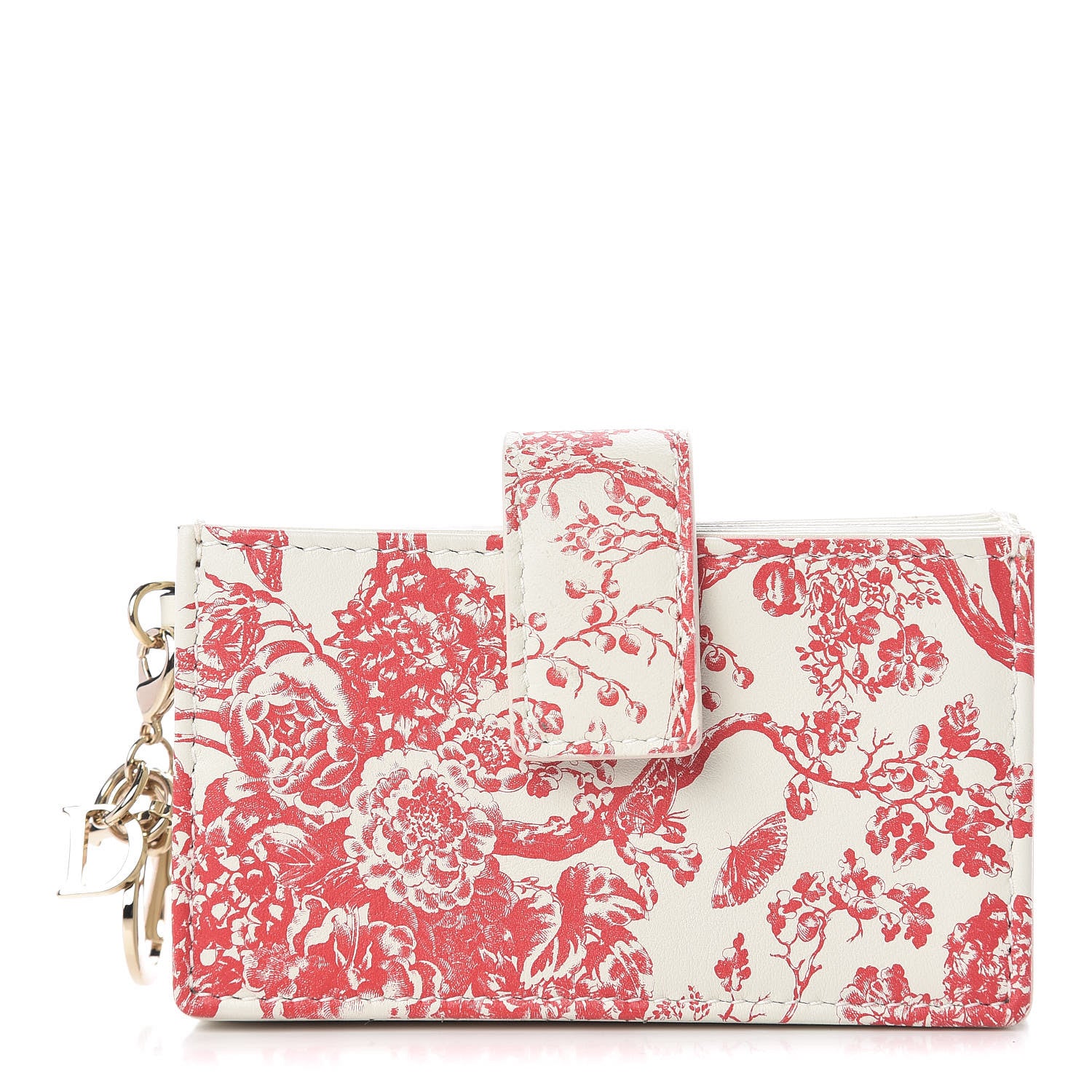 Christian Dior Calfskin Floral Print Lady Dior Gusseted Card Holder Latte Multicolor 1 of 9