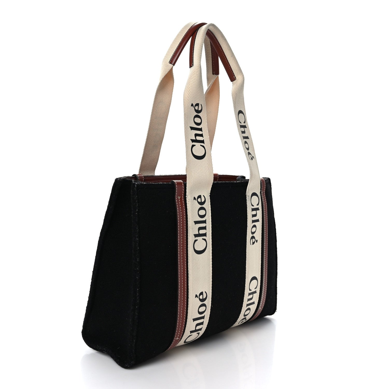 Chloe Felt Calfskin Medium Woody Ribbon Tote Black 2 of 10