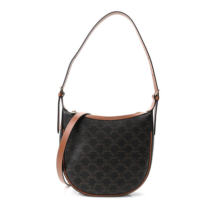 Celine Calfskin Triomphe Canvas Small Heloise Shoulder Bag Tan 1 of 11