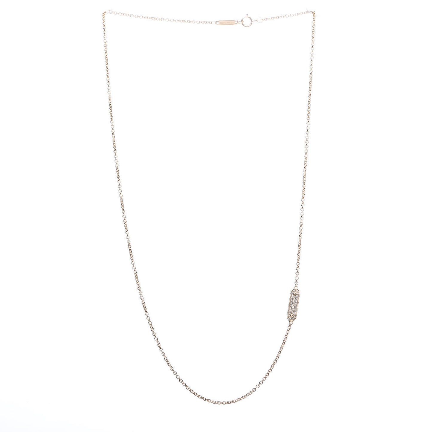 18K Yellow Gold Diamond Tag Chain Necklace