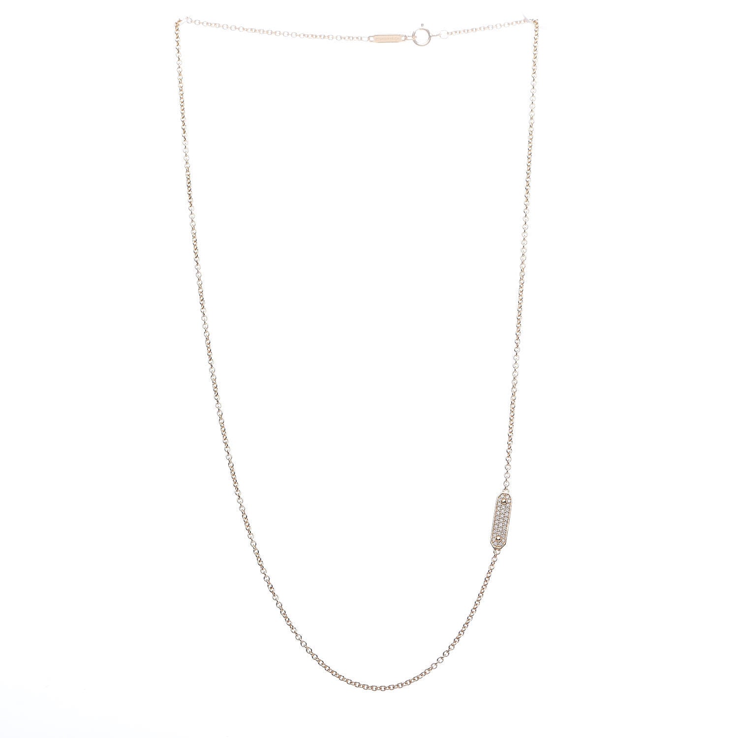 Tiffany 18K Yellow Gold Diamond Tag Chain Necklace 3 of 7