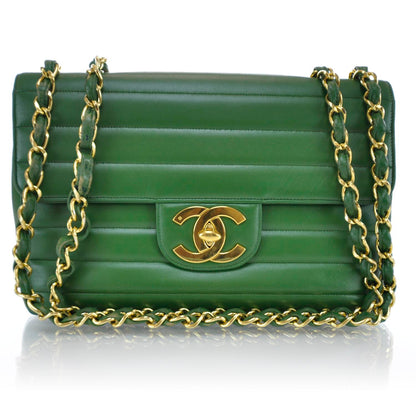 Chanel Lambskin Horizontal Quilt Jumbo Flap Kelly Green 1 of 13