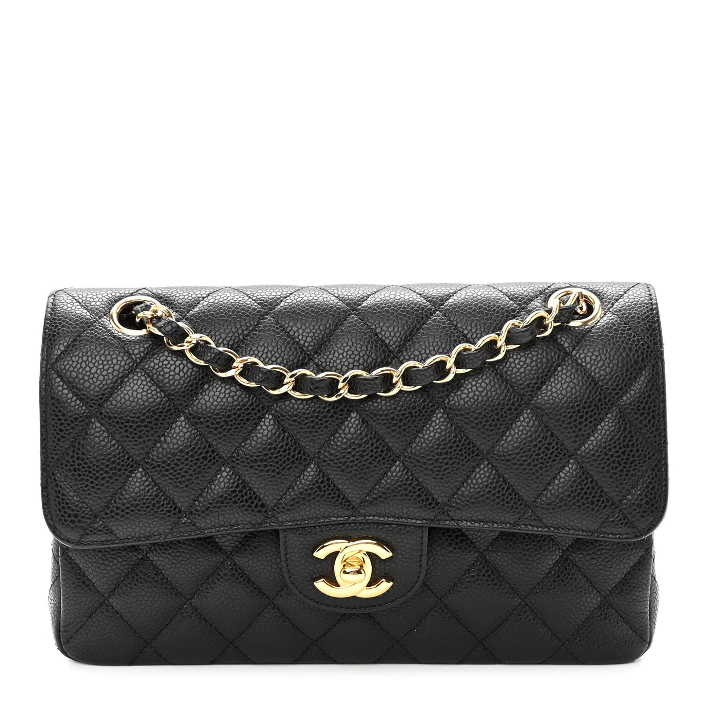 Caviar Quilted Small Double Flap Black