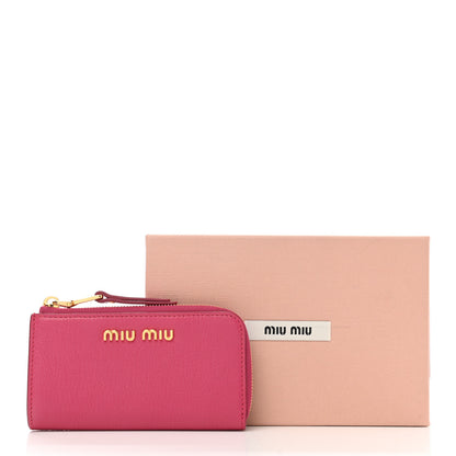 Miu Miu Goatskin Madras Zip Compact Wallet Pink 9 of 9