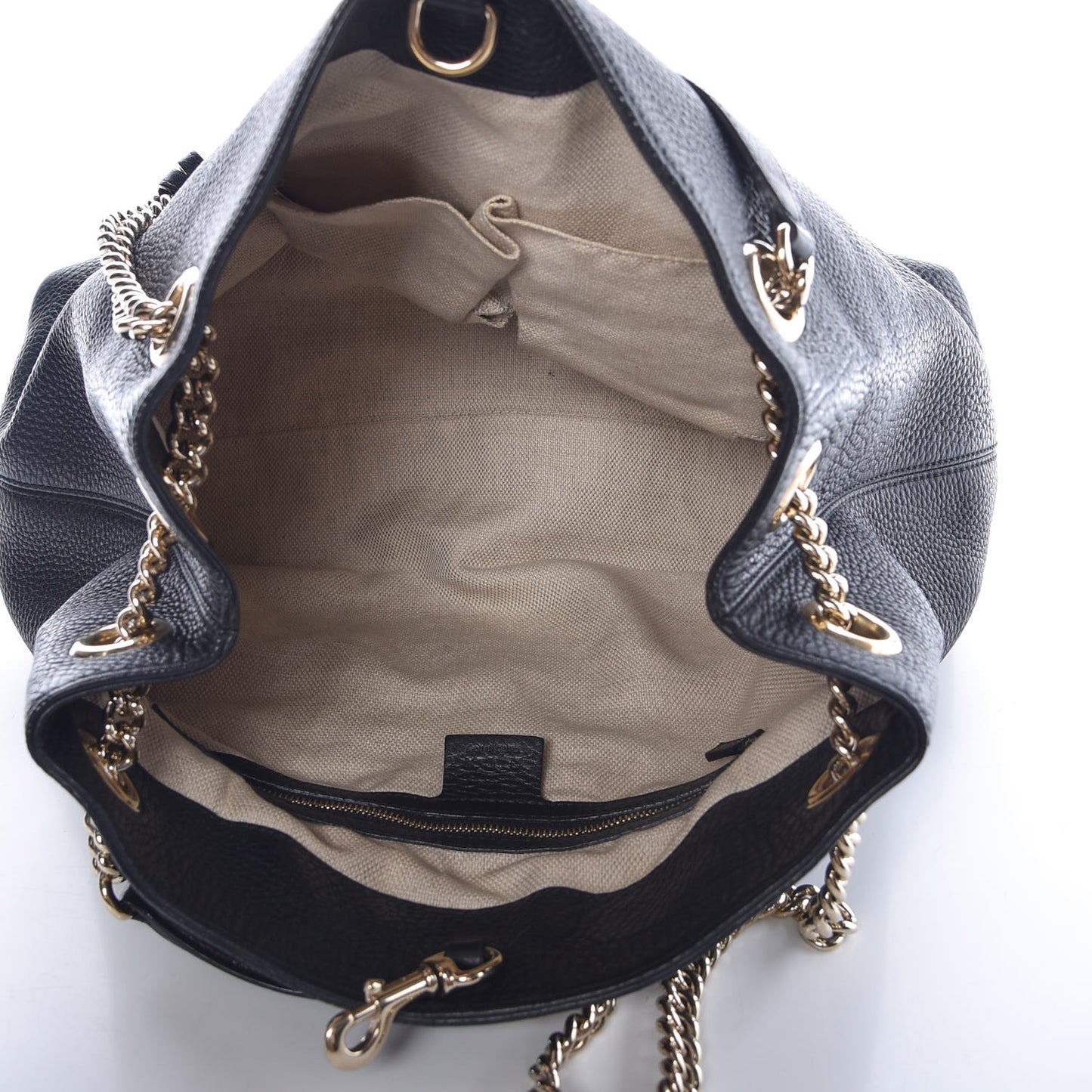 Pebbled Calfskin Medium Soho Chain Shoulder Bag Black