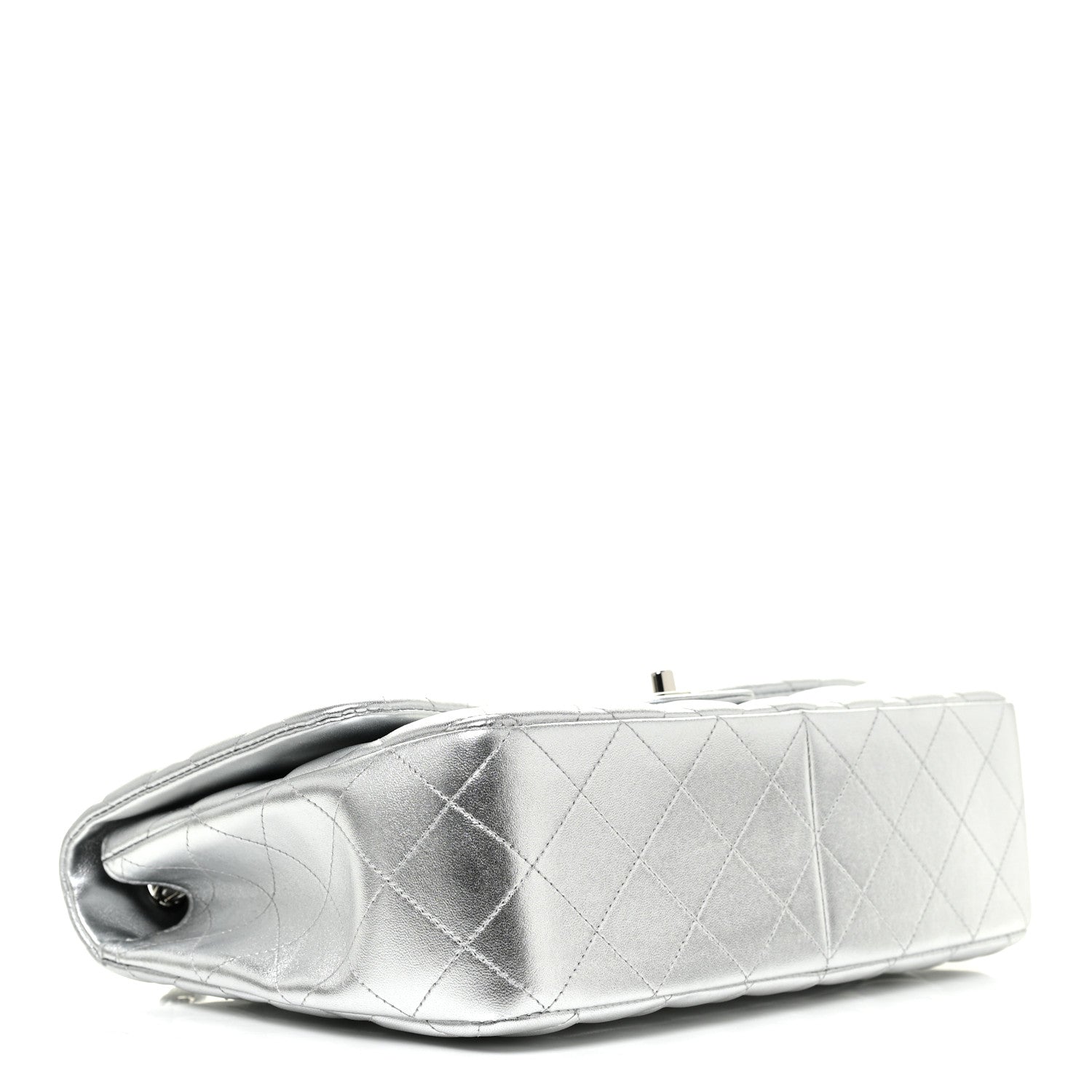 Chanel Metallic Lambskin Quilted Jumbo Single Flap Silver 3 of 11