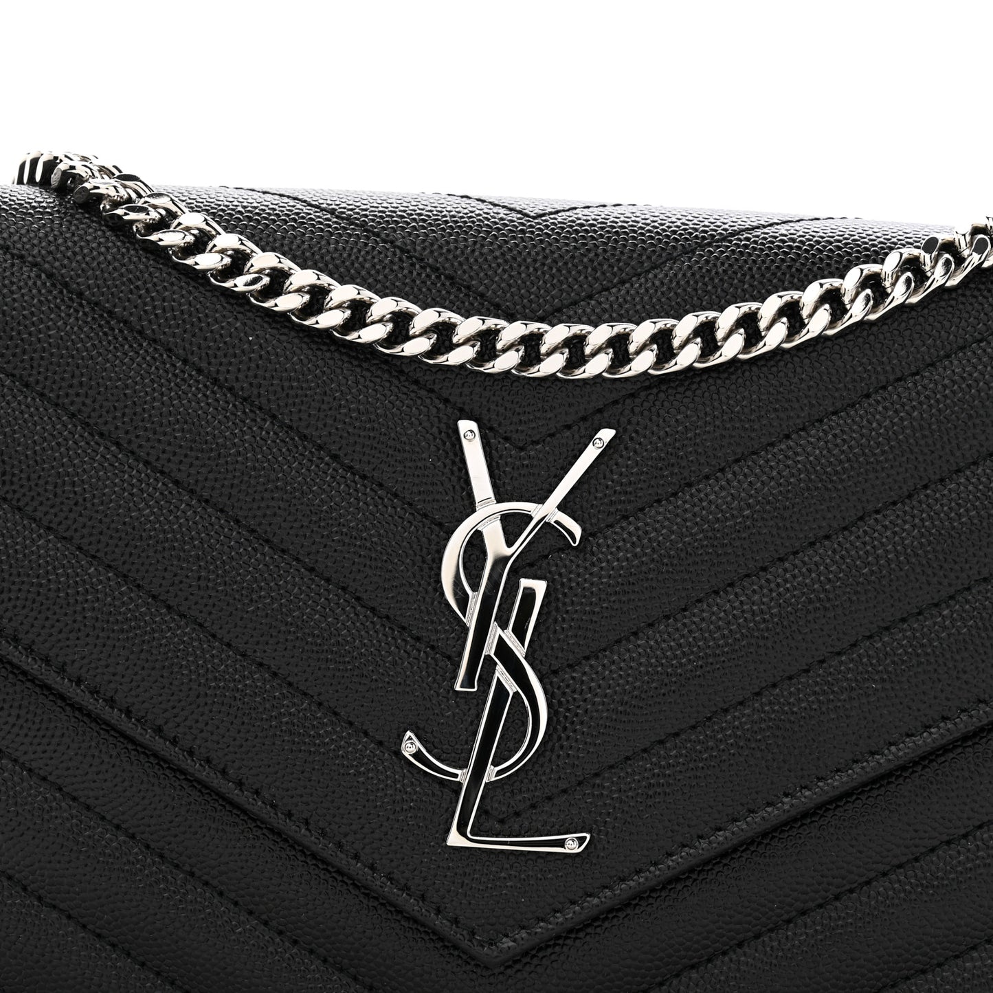 Grain De Poudre Matelasse Chevron Monogram Chain Wallet Black Black