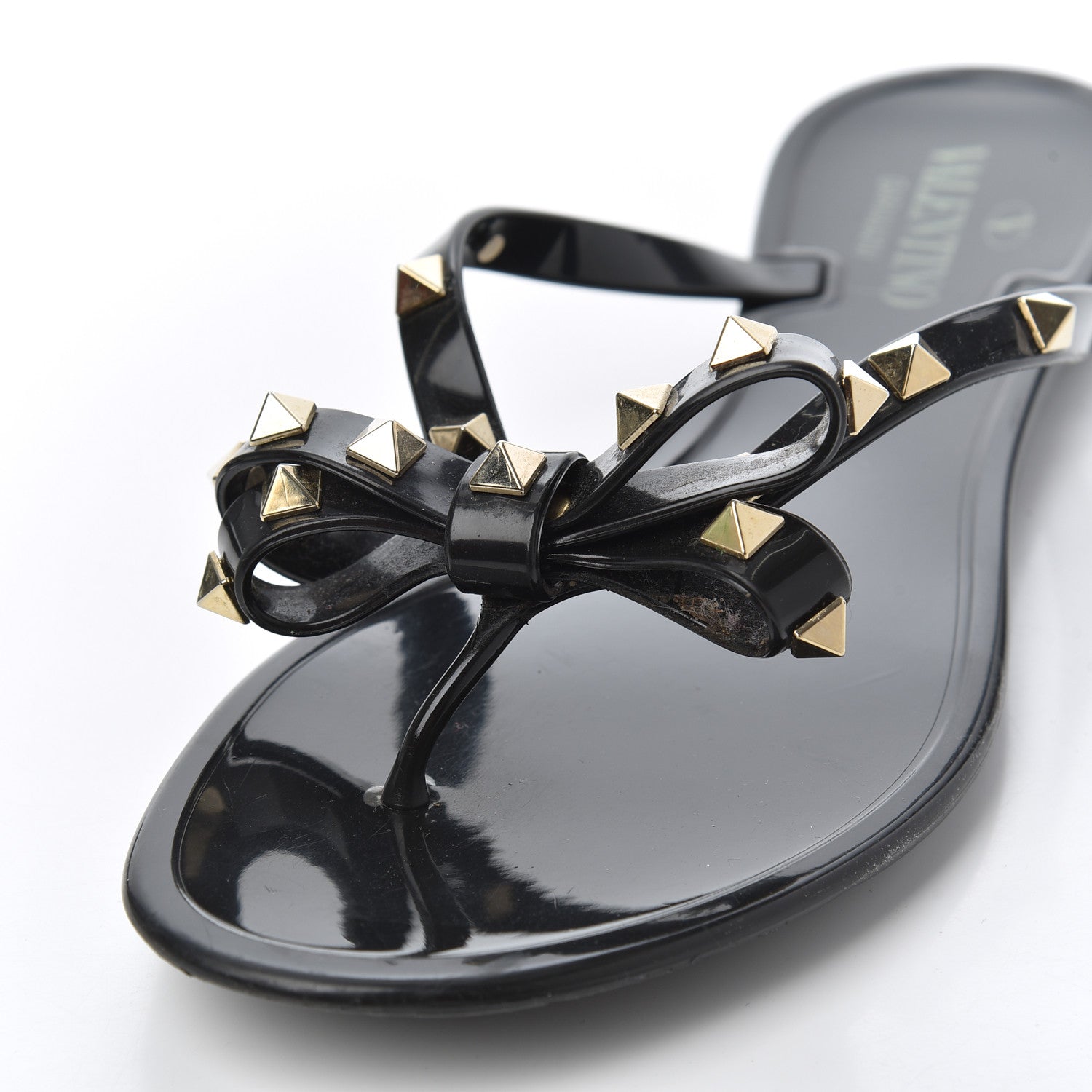 Valentino Garavani PVC Jelly Rockstud Bow Thong Sandals 40 Black 15 of 18