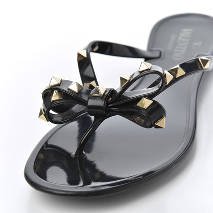 Valentino Garavani PVC Jelly Rockstud Bow Thong Sandals 40 Black 15 of 18
