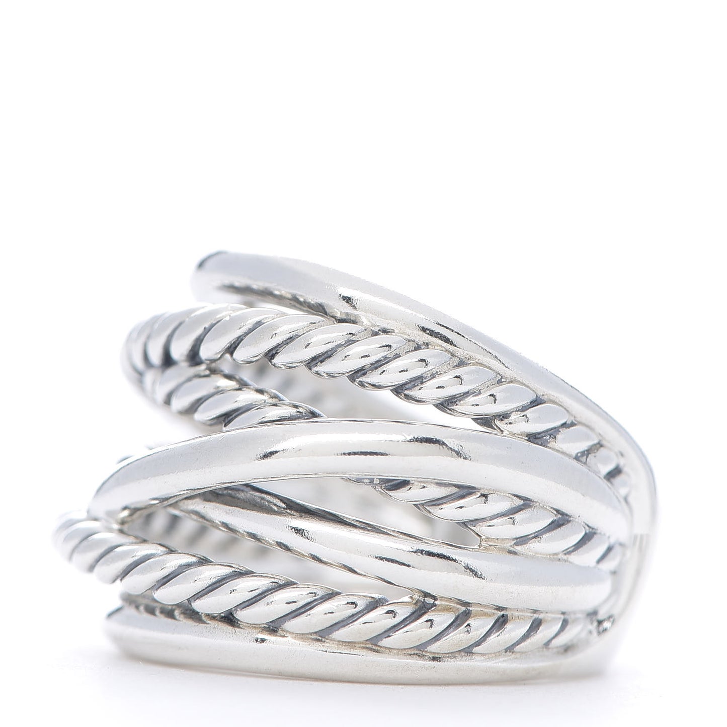 Sterling Silver 18mm Wide Crossover Cable Ring 52 6