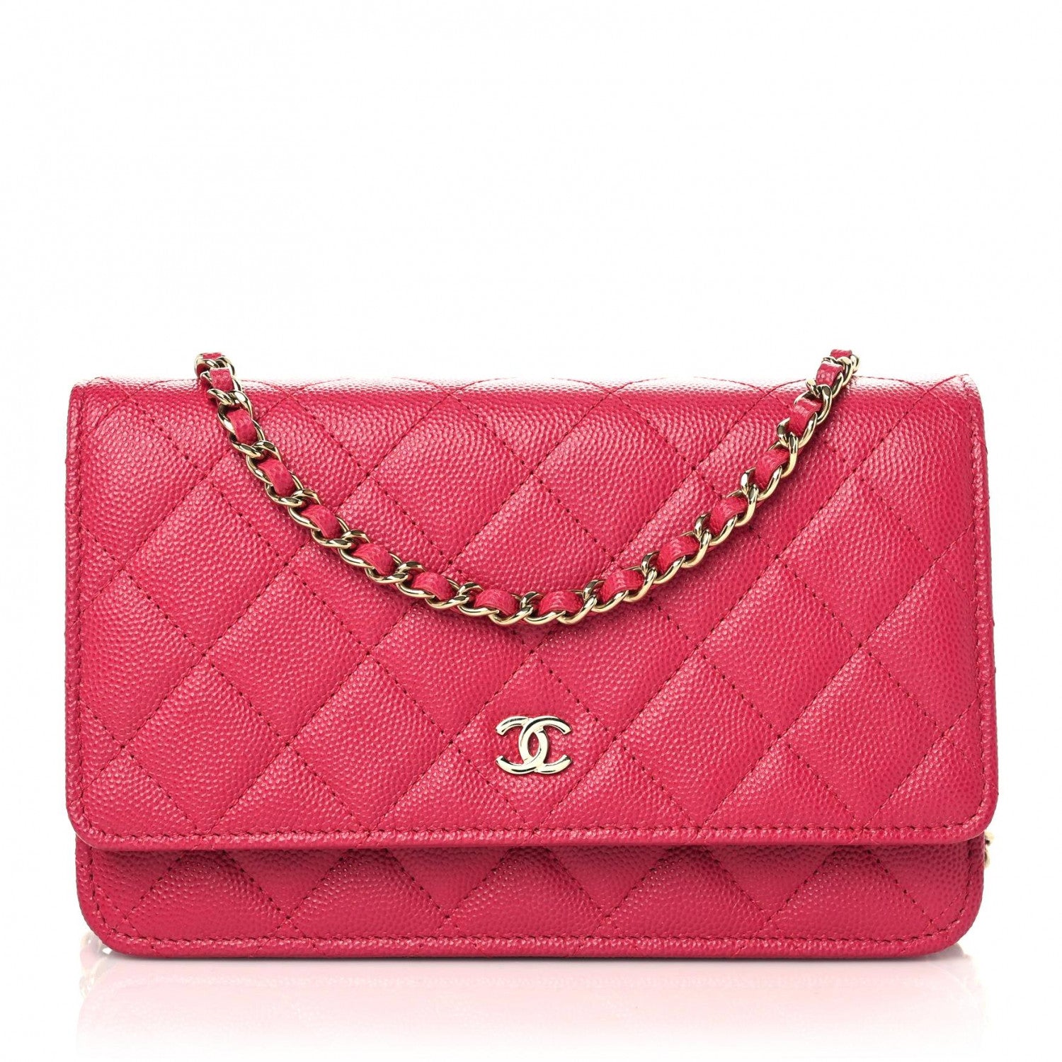 Chanel Caviar Quilted Wallet On Chain WOC Dark Pink 1 of 12