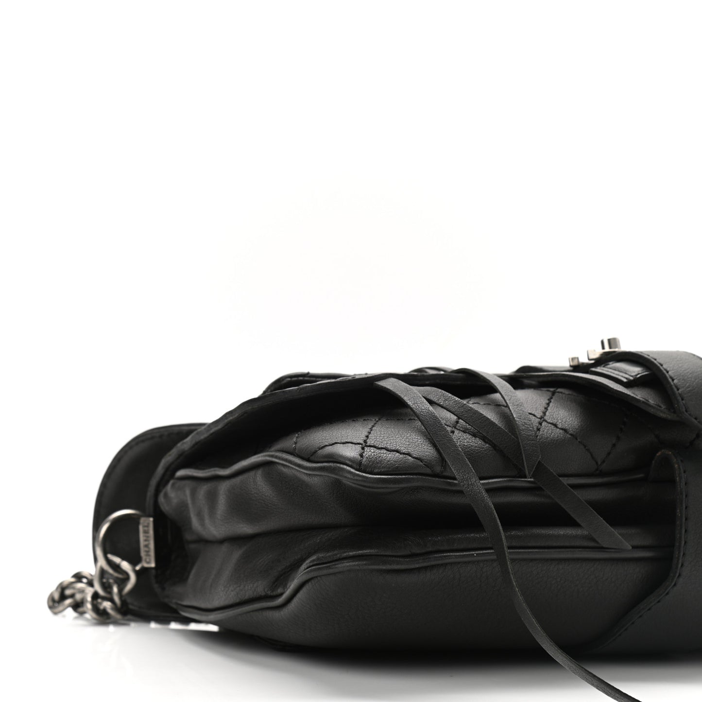 Calfskin Quilted Large Ride My Bag Messenger Black