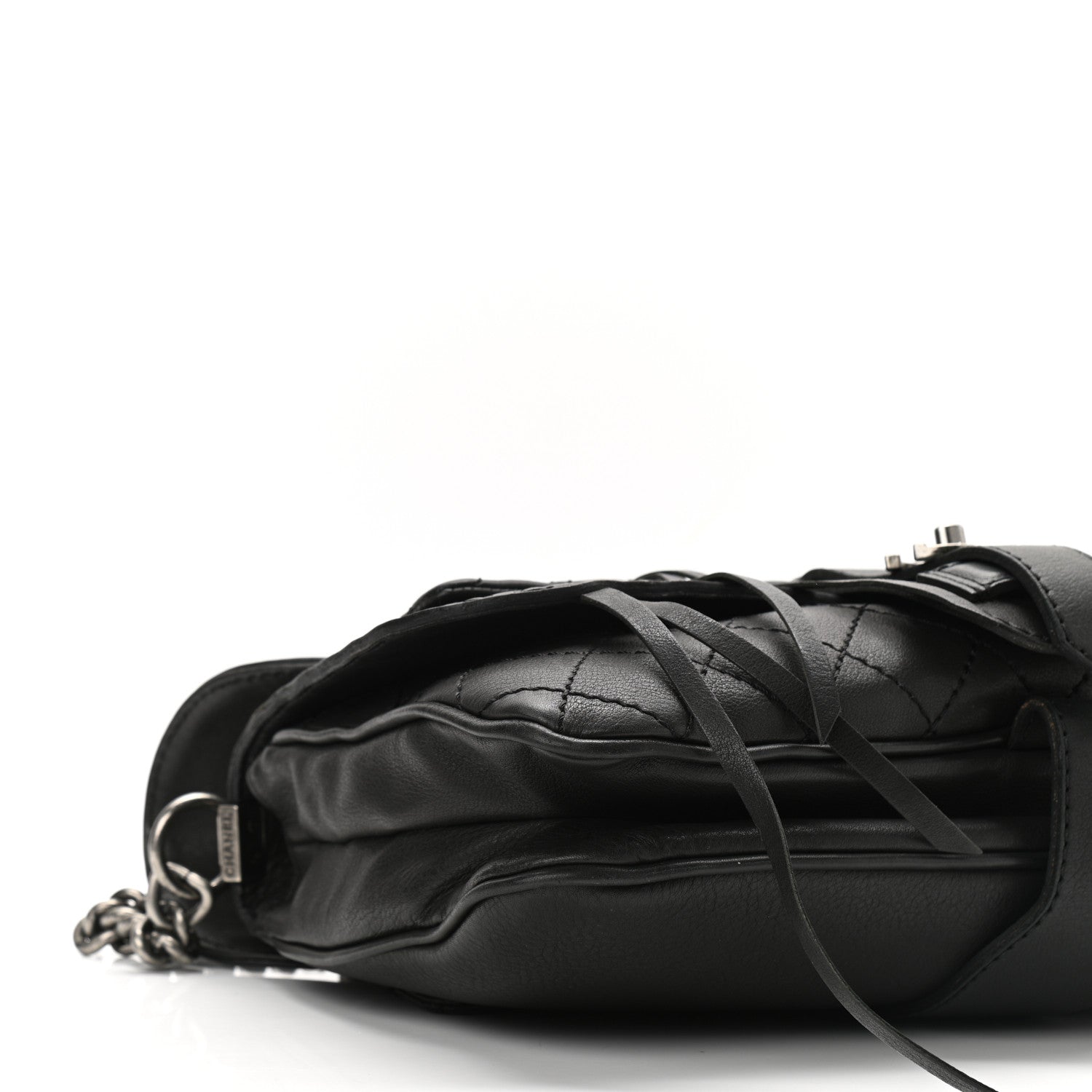 Chanel Calfskin Quilted Large Ride My Bag Messenger Black 9 of 10