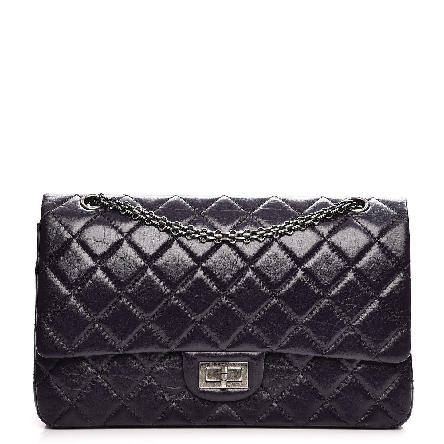 Aged Calfskin Quilted 2.55 Reissue 227 Flap Dark Purple