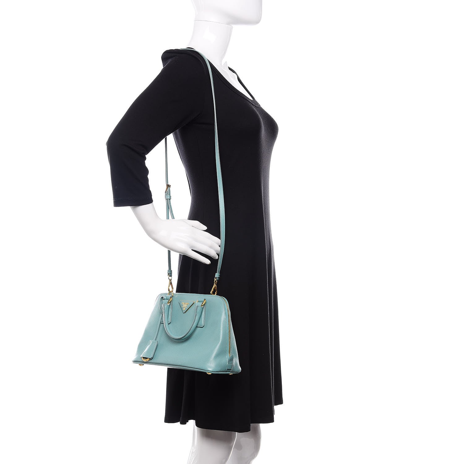 Prada Saffiano Mini Galleria Double Zip Tote Turchese 2 of 12