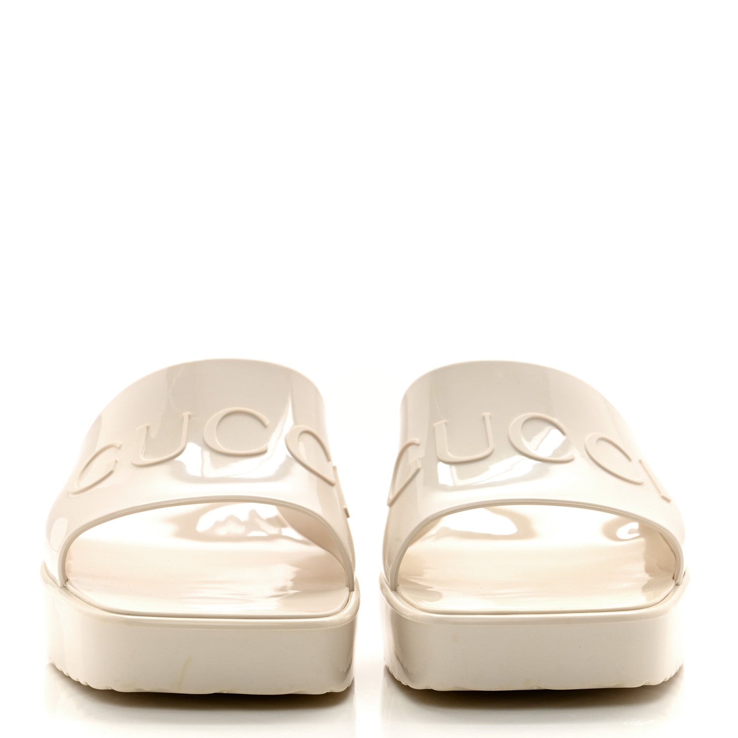 Gucci Rubber Gucci Logo Womens Platform 20/60mm Slide Sandals 37 Mystic White 2 of 8