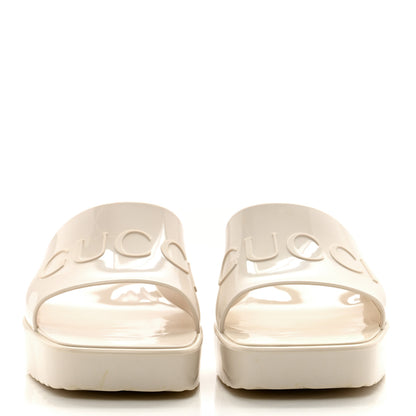 Gucci Rubber Gucci Logo Womens Platform 20/60mm Slide Sandals 37 Mystic White 2 of 8