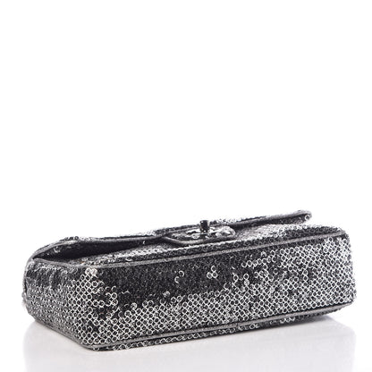 Chanel Sequin Mesh Medium Single Flap Silver 4 of 10